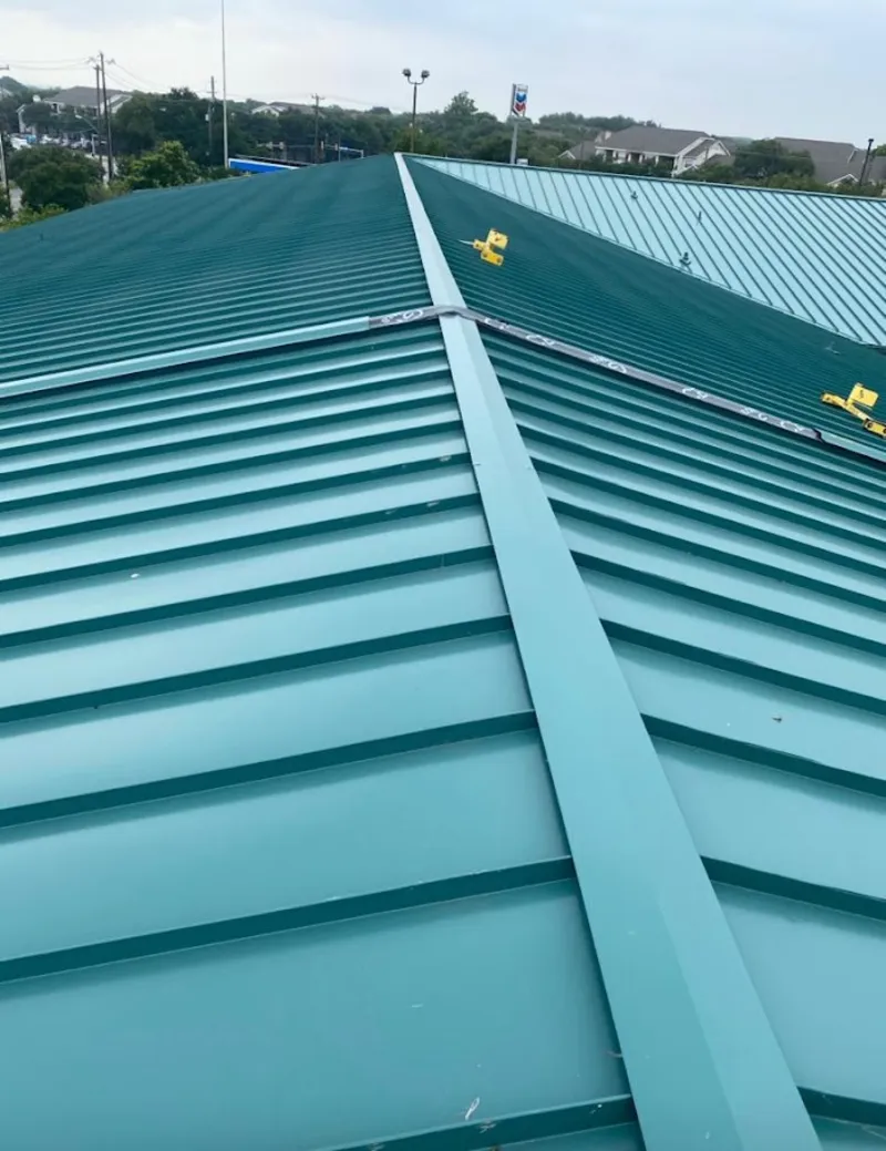 Green commercial metal roof ridge and valley for Metal Roof Repair in Southfield